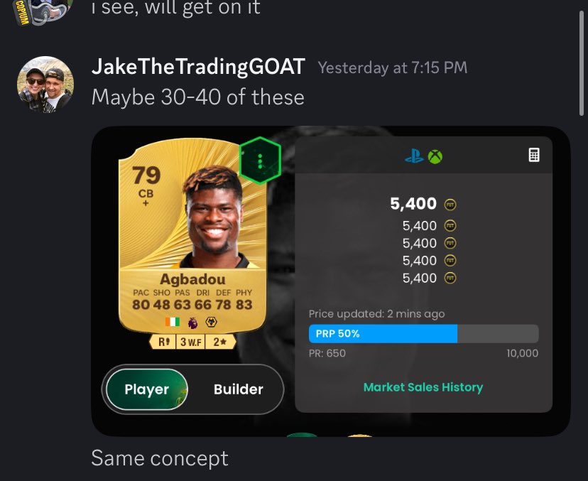 Jake_FutTrading's tweet image. I&apos;m either good or find a way to get luckily all the time 😆

5.4 to 9.2K to help this member 👨🏼‍🍳

Sent this would work to some of you in DMs too 😭 

Join us here 🔗🔗🔗

patreon.com/JakeFUTTrading