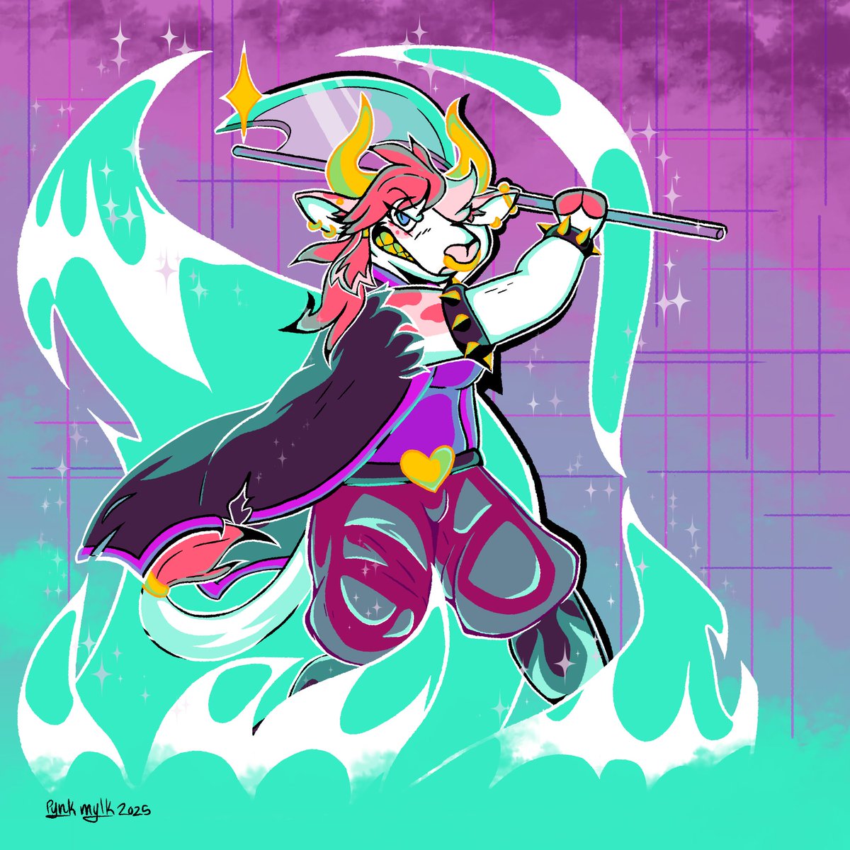 Happy Birthday to <a href="/tobyfox/">tobyfox</a> and I :3 here's some art I made of my sona cosplaying Susie to celebrate.

#DELTARUNE #deltarunefanart #susiedeltarune #utdr #undertale