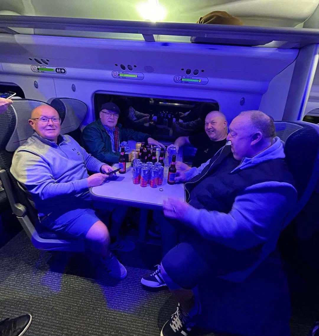footyawayday's tweet image. Port Vale fans on the 6:49am train to London for Wimbledon away. 🍻 #pvfc