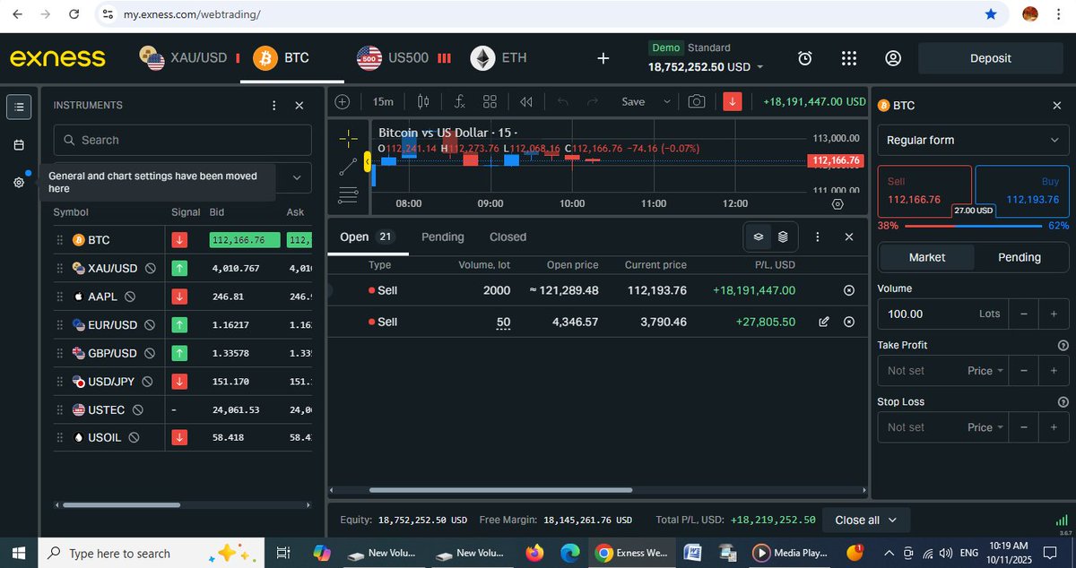 He1Smart's tweet image. A minute&apos;s success pays the failure of years.&quot; - Robert Browning...
 
10000 Points in Bitcoin..💥🔥💥🔥🎆
 
Sold #BTC at 121300
Captured more than 10000 points
Sold #ETH  At. 4346 captured 500 points
#crypto_trading
#bitcoin
#ethereum
#solana