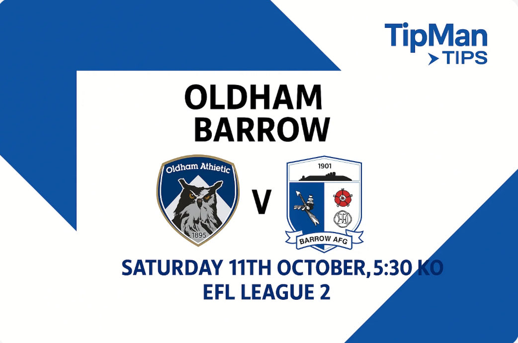 EPLArena's tweet image. No Premier League? No Problem🤩

Oldham Athletic &amp;amp; Barrow AFC meet in League 2 today in a clash of the North! 

Both teams come into todays game with mixed form in the league and are looking to kickstart their campaigns!💥

The Tipman Team have got you covered with an article and…