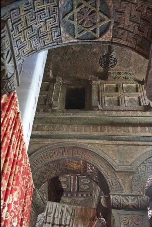 Arches of the 11th century Bete Maryam Church. Lalibela Ethiopia