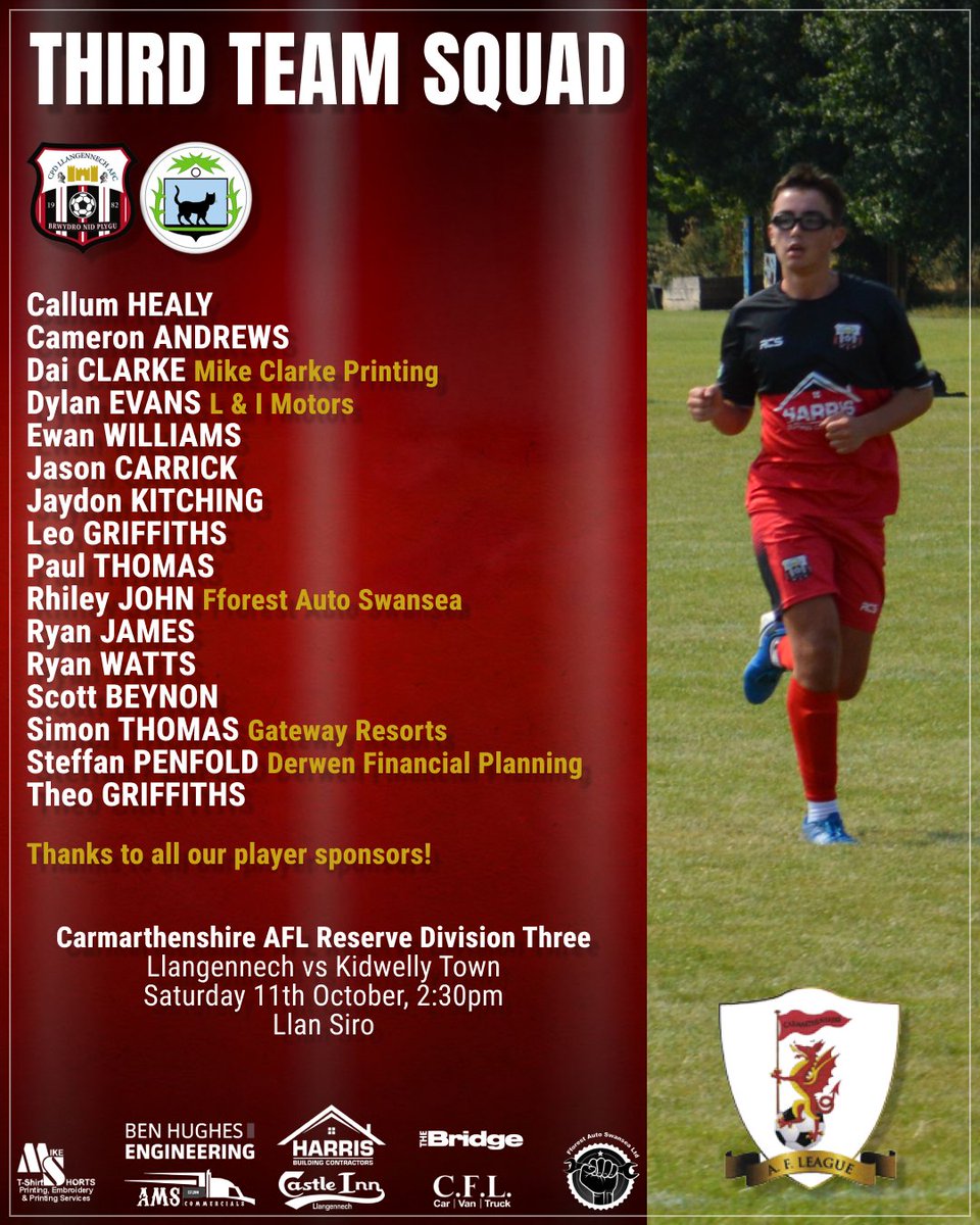 📋 Senior Team Squads – Today

All three of our senior sides are in action this afternoon – here are the squads representing the club 👇

A huge thank you to all our player sponsors for their fantastic support this season 👏