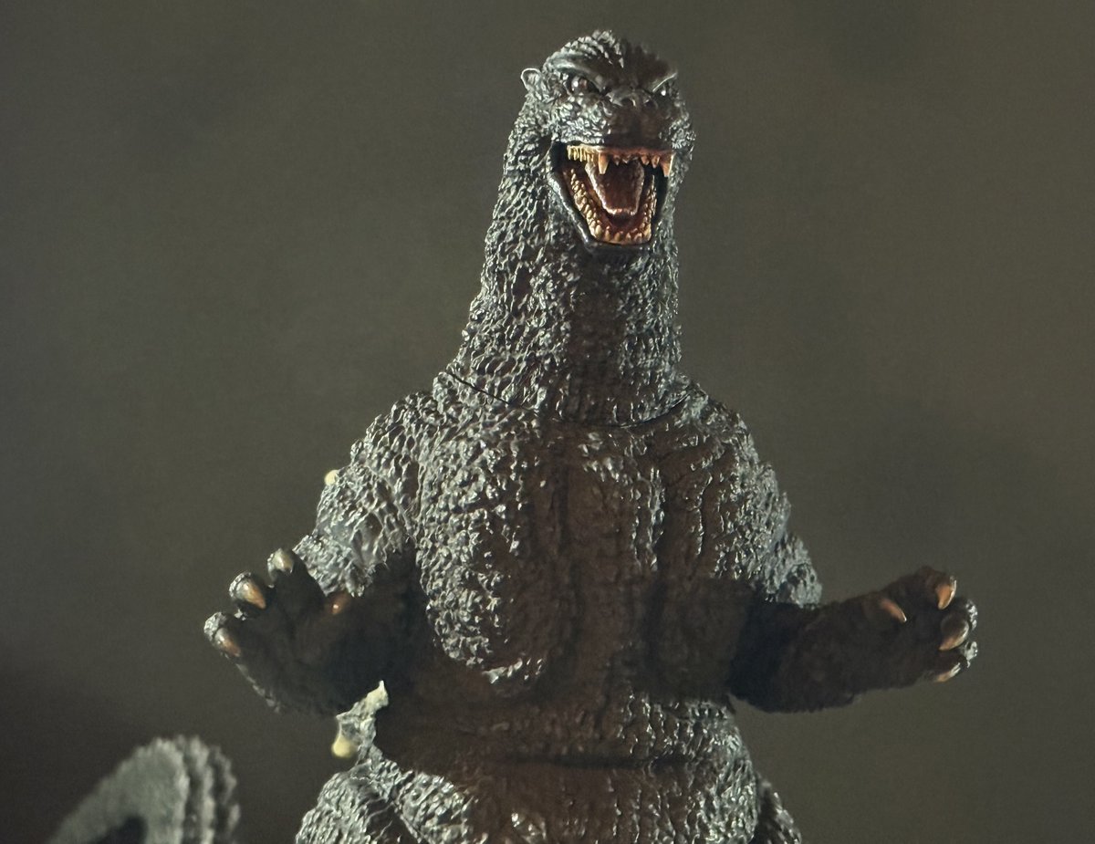 ビオゴジの背面の美しさ、
改めてカッコいいなと思う。
このプラモデルは口開け口閉じを換えて
楽しめるのもとても良いですね。。
世代のゴジラなのでとても落ち着きます。
まだ完成しきってないけど、ちょこちょこ遊んでしまう。