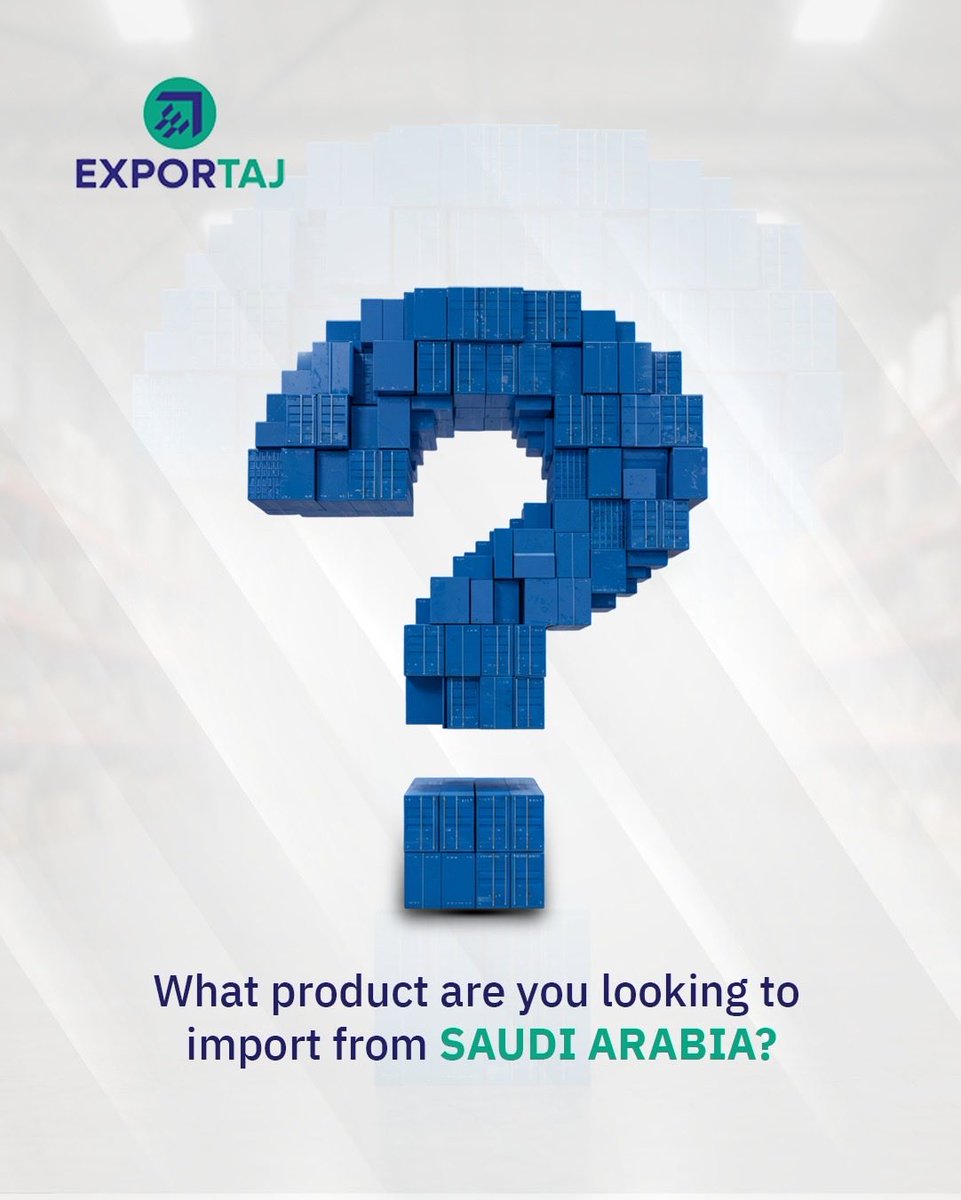 Exportajb2b's tweet photo. Saudi Arabia offers a wide range of premium products ready for global markets.
Which product would you like to import next?
📍 https://t.co/7uoWJHlfZb
#Exportaj #SmartTrade #B2BPlatform #SaudiExports #GlobalMarkets
#RiyadhSeason https://t.co/sCqJS5QnBx