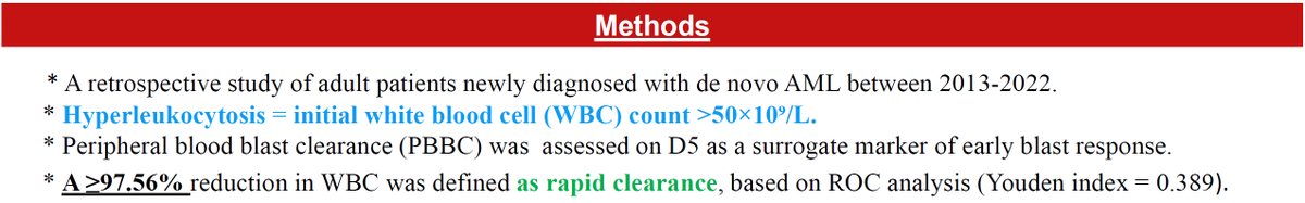 AML_Hub's tweet photo. CONGRESS | #IACH | POSTER
Nesrine Chihaoui, Aziza Othmana Hospital, Tunisia, reports data from a retrospective study investigating the prognostic value of early peripheral blood blast clearance (PBBC) on CR and OS, in adult patients with ND AML.
Significantly higher CR rates (70% vs 25%; p = 0.002) and improved OS (48% vs 15%; p = 0.001) were demonstrated in patients with rapid clearance than in patients with slow clearance. Data indicate that early PBBC is a strong prognostic marker in hyperleukocytic AML.
Follow our live feed for more updates: https://t.co/iakERnT6Is
Intended for HCPs only. This congress coverage is independently supported by pharmaceutical companies, who are allowed no influence on the content. A full list of supporters can be found on our website.
#AMLsm #leusm #MedicalCongress