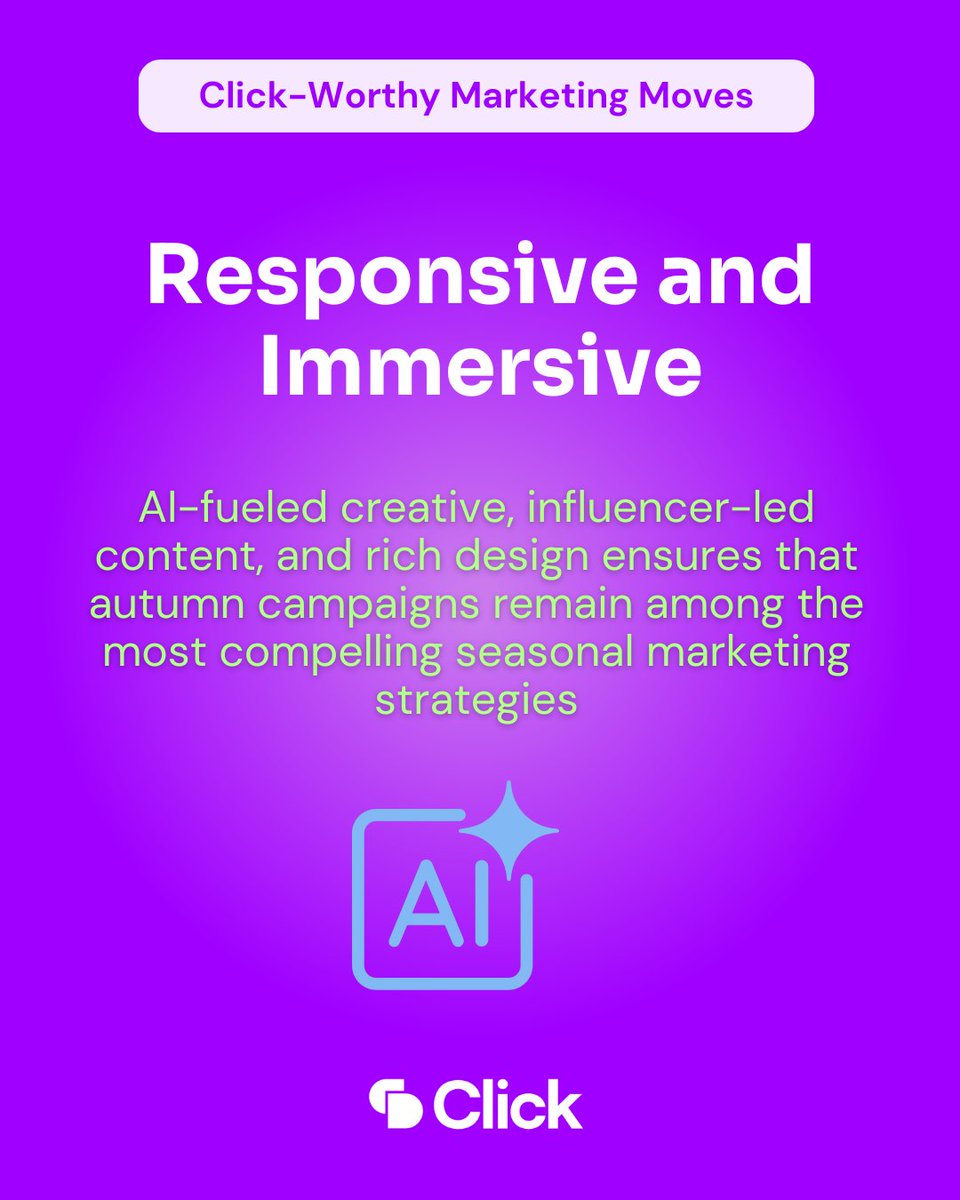 ClickDimensions's tweet image. 𝗧𝗼𝗽 𝗠𝗮𝗿𝗸𝗲𝘁𝗶𝗻𝗴 𝗧𝗿𝗲𝗻𝗱𝘀 𝗳𝗼𝗿 𝗙𝗮𝗹𝗹 𝟮𝟬𝟮𝟱
Here are three powerful approaches that leading brands are using to create that cozy, welcoming atmosphere while boosting sales:
#marketingtrends #falltrends #CWMM #clickworthymarketingmoves