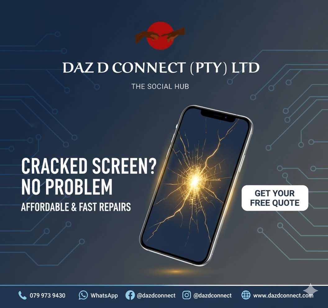 daz_freeman's tweet image. 📱 Cracked screen? We fix it — fast &amp;amp; affordable!
Check out our latest screen repair prices 🔧
💬 Message or WhatsApp us for a booking today!
#DazDConnect #PhoneRepairs #AffordableTech #Acornhoek #cottondale
