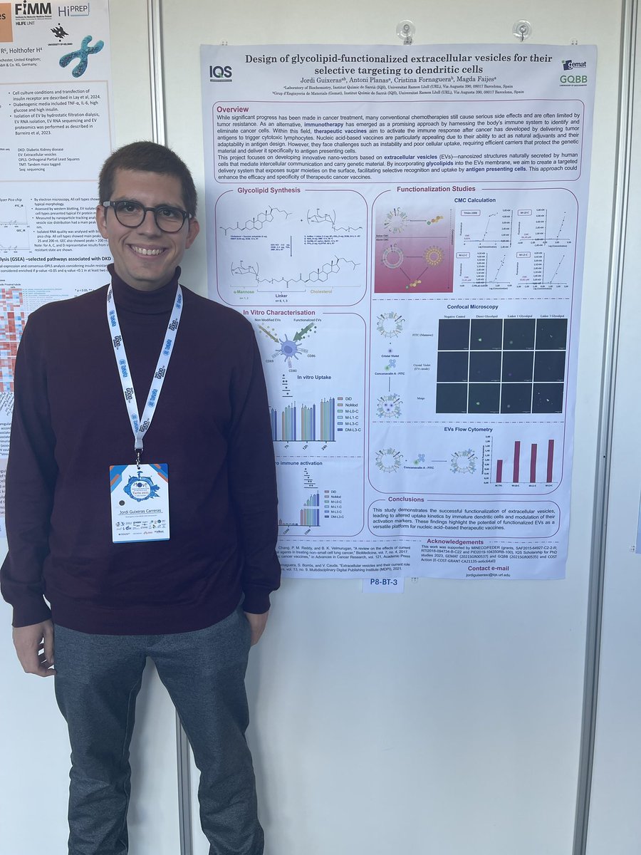 Great days at #MOVE2025 sharing our work on #EV-based #nanomedicine!
As <a href="/GEIVEX/">GEIVEX</a> members, we enjoyed networking with other European societies and presenting our oral &amp; poster contributions from the #NanoTher Lab 
<a href="/IQSbarcelona/">IQS Barcelona</a> <a href="/uramonllull/">U. Ramon Llull (URL)</a> <a href="/GuixerasJordi/">Jordi Guixeras</a>