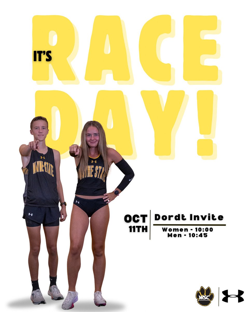 Good morning Wildcats!  It’s RACE DAY!  The Wildcats are at the Dordt Invitational in Sioux Center, Iowa.
⏱️ 10:00 am Women / 10:35 am Men - Gold Races
⏱️ 11:10 am Women / 11:45 am Men - Black Races
📊 dakotatiming.com
📺 dordtdefendernetwork.com.
#Gocats #waynestatecollege