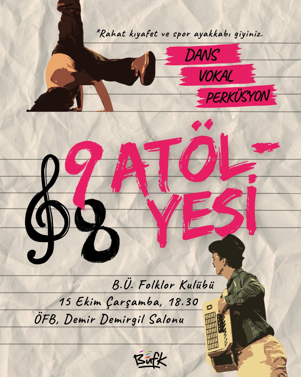 9/8 DANS MÜZİK ATÖLYESİ GELİYOR!!🎉

15 Ekim Çarşamba günü saat 18.30’da Demir Demirgil’de yapacağımız atölyemize hepiniz davetlisiniz!

Atölyede dans, vokal ve perküsyon olarak 3 odak olacaktır, dilediğiniz odağa katılabilirsiniz🎤💃🥁