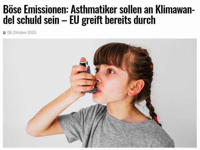 Pfeffer7373's tweet image. DREHEN DIE JETZT VÖLLIG DURCH?

Jetzt sollen die Inhalatoren für Asthma und COPD dem Klima so sehr schaden, dass die Patienten auf diese lebenswichtige Behandlung künftig verzichten sollen.

Schuld ist eine neue alarmierende US-Studie. Und die EU hat bereits reagiert.

Dafür…