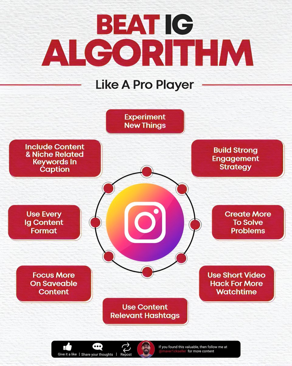 maver1ckseller's tweet image. 🚀 Want to beat the Instagram algorithm like a pro?
It’s not just about posting — it’s about STRATEGY! 💡

👉 Experiment with new content
👉 Use every IG format
👉 Build strong engagement tactics
👉 Create problem-solving, saveable content

The algorithm LOVES when you play…