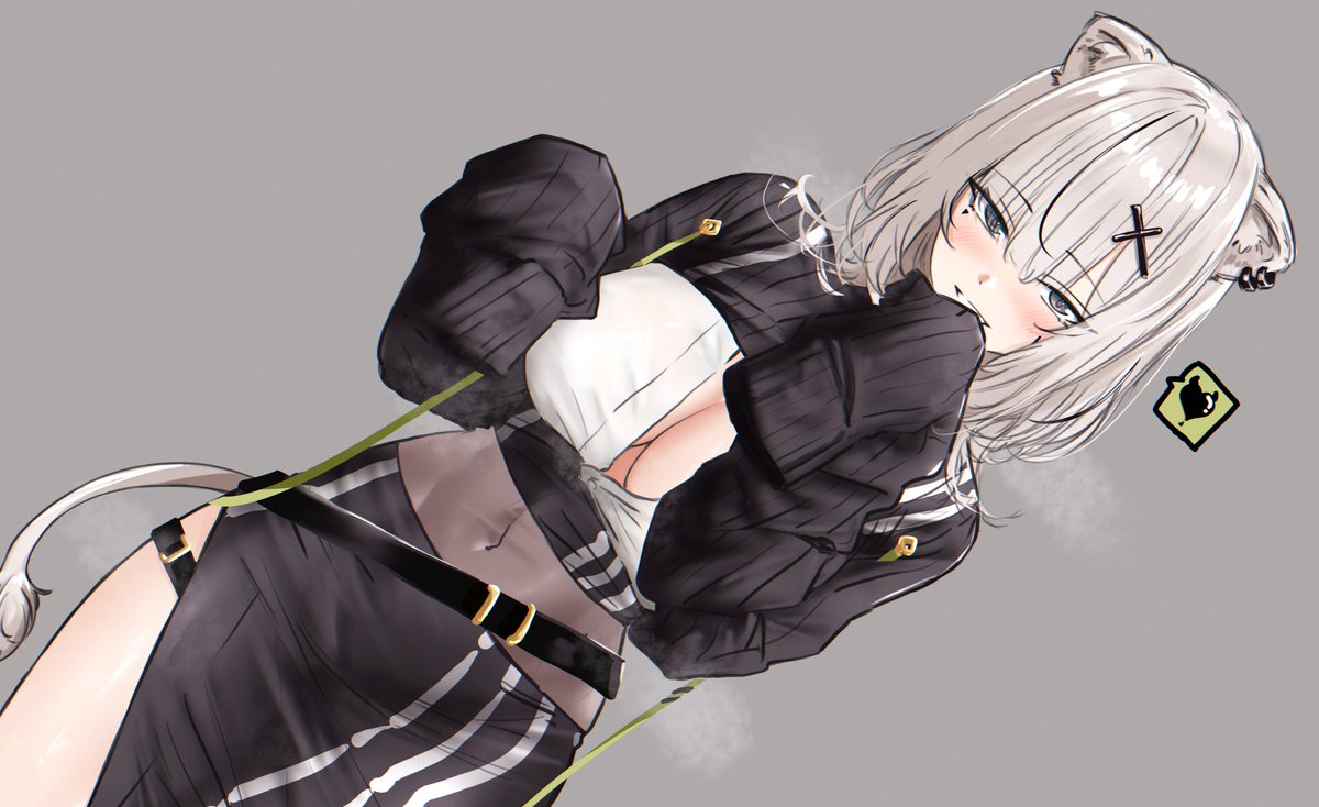 獅白ぼたん 「今日練習170.5 獅白ぼたん 何か遊ぼうよ ? (੭ु' ᐜ `)੭ु⁾⁾ #」|マイケル ． チェン --SSRB 军团 446大隊所屬のイラスト