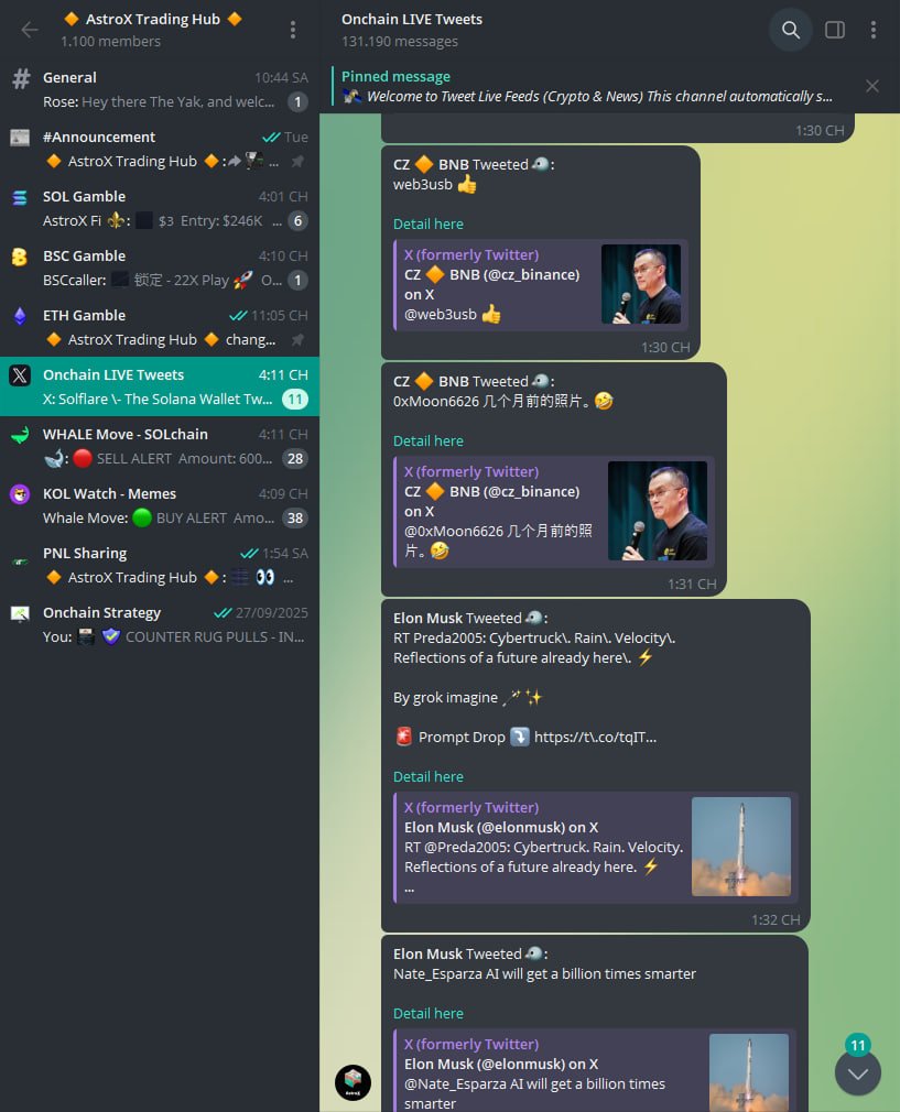 AstroX_HUB's tweet image. AstroX Trading HUB - Your edge in trading.

Key Features⚒️ : 
• Alpha Plays 
 ↳ Early LIVE plays supply based on multiple indicators &amp;amp; research tools 

• KOLs/Whales Onchain LIVE Tracking
↳ Watching big money moves and their Transactions - Copy-trading in secs 

• LIVE 𝕏…