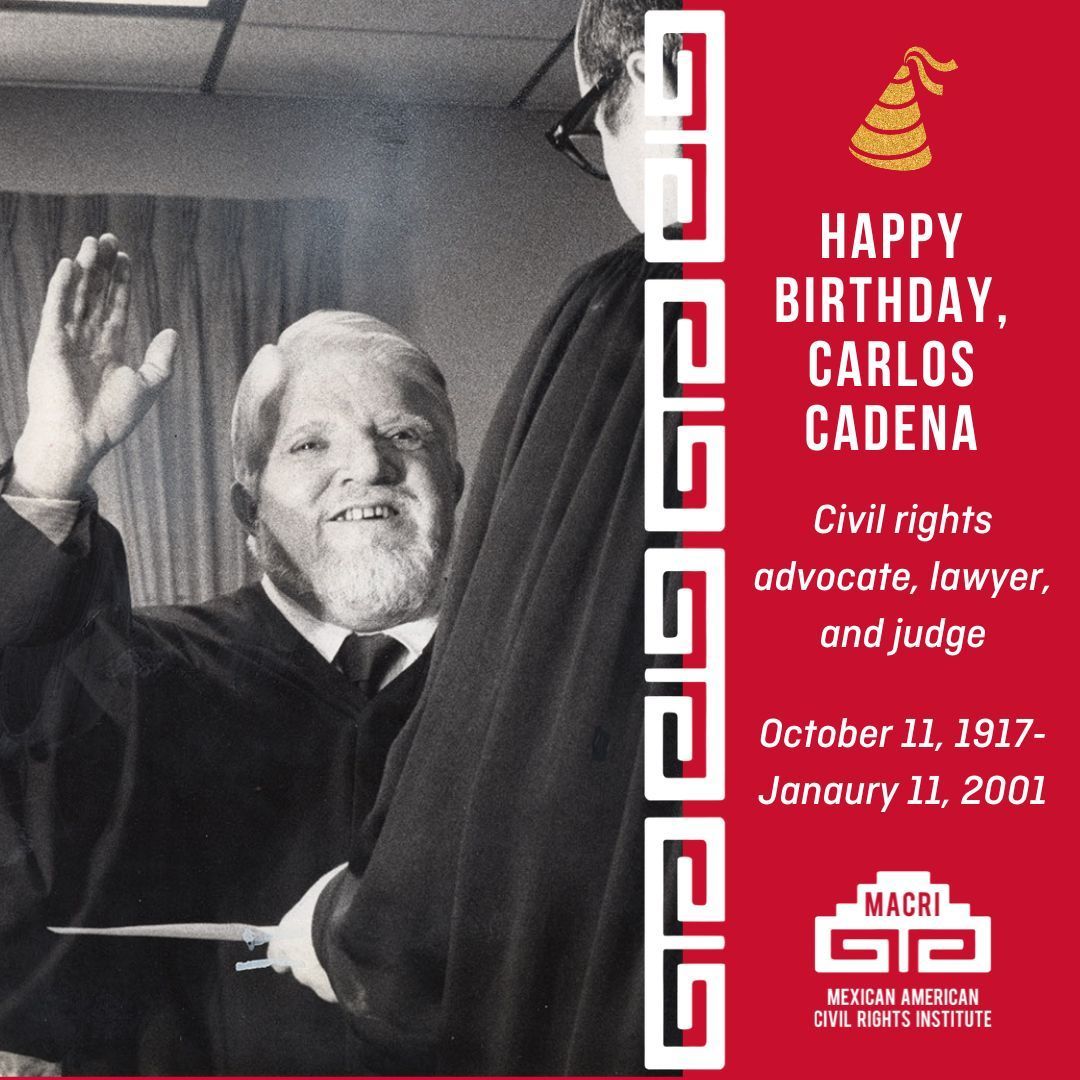 Born #OTD in 1917, Carlos Cadena was a civil rights advocate, lawyer, scholar, &amp; judge who argued the landmark case Hernandez v. Texas before the Supreme Court in 1954. The Court voted unanimously to end the exclusion of people from jury duty based on their national origin.