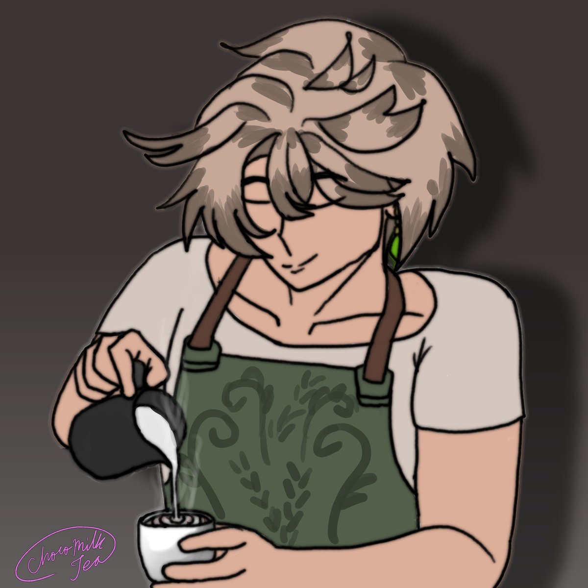 ChocoMilkTeaYT's tweet image. #OwlDressUp as a barista☕️
(quick rough drawing, very last minute-)

🦉#Villustrations❇️