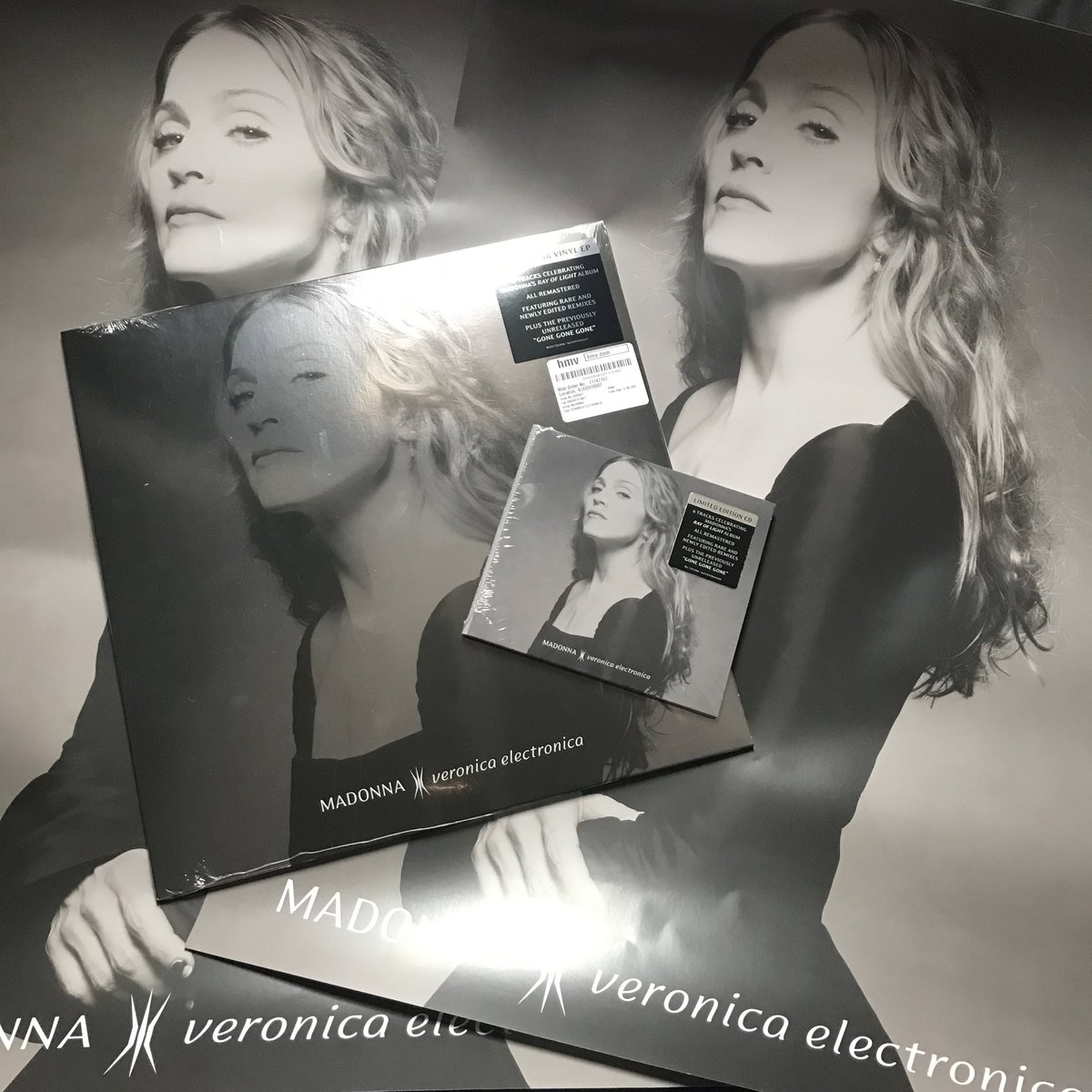 mike73ster's tweet photo. Madonna Veronica Electronica Ultra-Clear Vinyl EP &amp; CD with Free Posters from HMV #Madonna #VeronicaElectronica #Vinyl #HMV @Madonna @hmvtweets https://t.co/kZduxGOiyJ