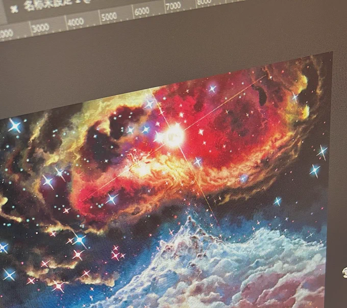 今回のアクキーに使用した宇宙の絵 この2枚は過去作で特段時間かかってます。 他のが15分程度にくらべてこいつらは15時間over かなりお気に入りです