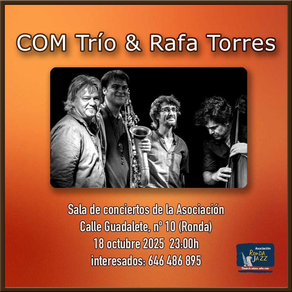 Rondajazz's tweet photo. Próximo concierto en la Sala de la Asociación

#JazzenRonda #concierto #jazz #rondajazz #ronda https://t.co/XASc2mHvBS