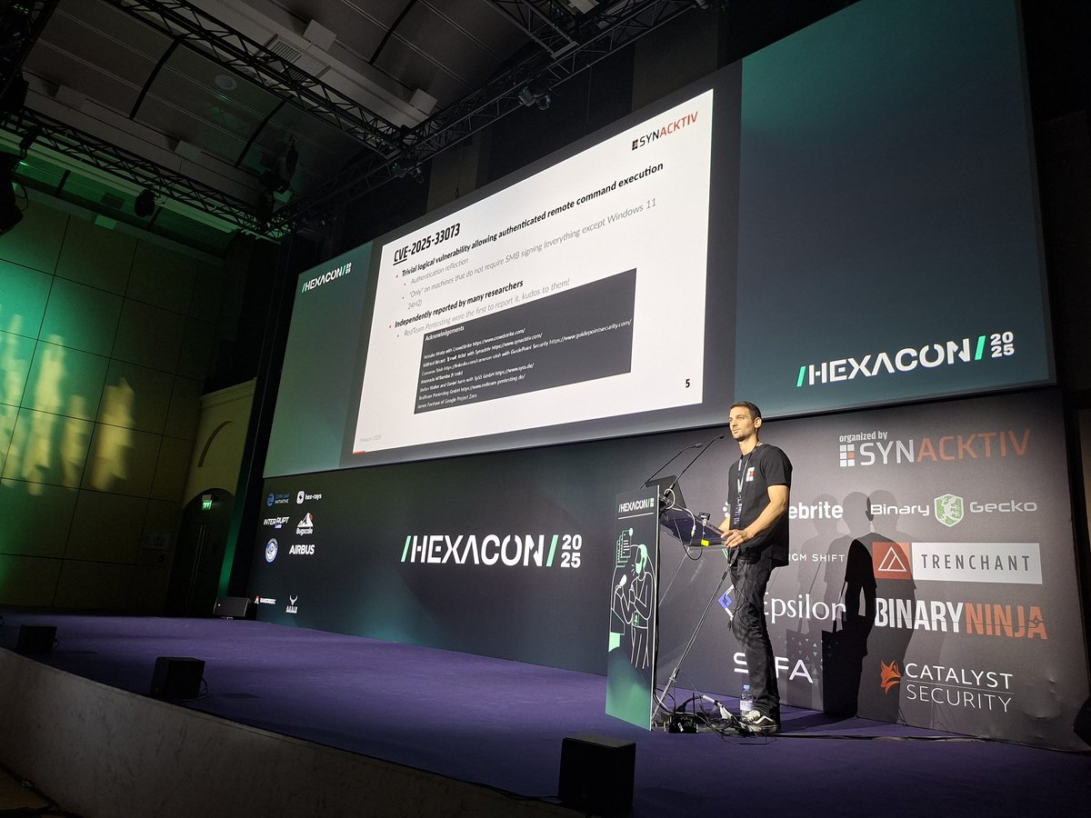 Hexacon (@hexacon_fr) on Twitter photo NTLM reflection is dead, long live NTLM reflection: Story of an accidental Windows RCE by Wil (<a href="/wil_fri3d/">Wil</a>) NTLM reflection is dead, long live NTLM reflection: Story of an accidental Windows RCE by Wil (<a href="/wil_fri3d/">Wil</a>)