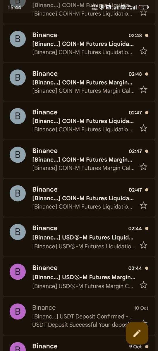 रात को सोया था सुकून से, सुबह उठा तो Binance की liquidation की mails की बौछार... सारे फंड्स साफ़। सच में दिल टूट गया आज 💔 Leverage ने लूट लिया। #Crypto #Binance #Liquidation #TrumpTariffs