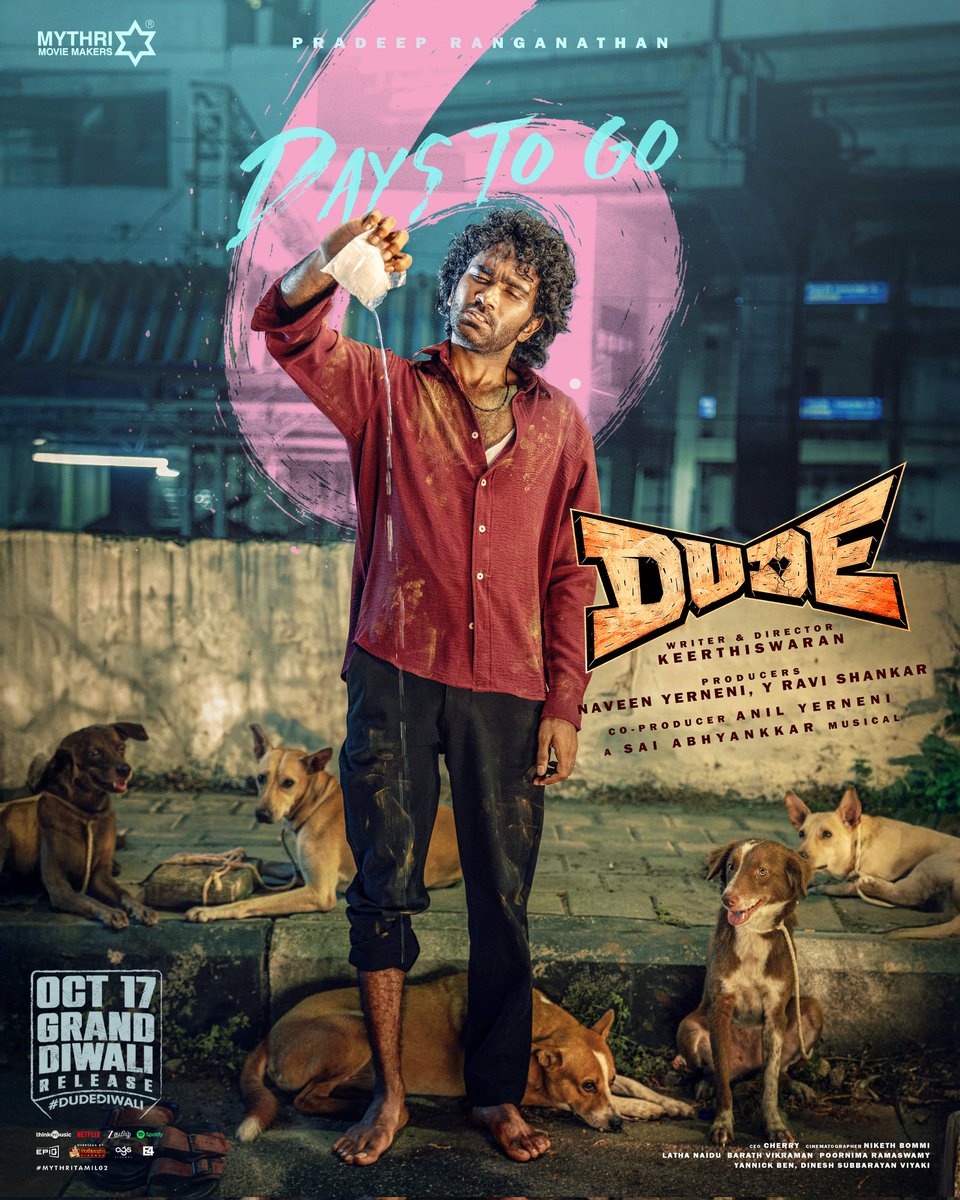 realsarathkumar's tweet image. Our DUDE arrives in 6 DAYS - get ready for a festive blast ❤️‍🔥🔥

Get ready to celebrate DUDE DIWALI with your family at the cinemas 🎆

#Dude Grand Festive Release on October 17th in Tamil &amp;amp; Telugu ✨

ICYM the DUDE&apos;S TOP GEAR - #DudeTrailer ❤‍🔥
▶️ bit.ly/DUDETrailer…