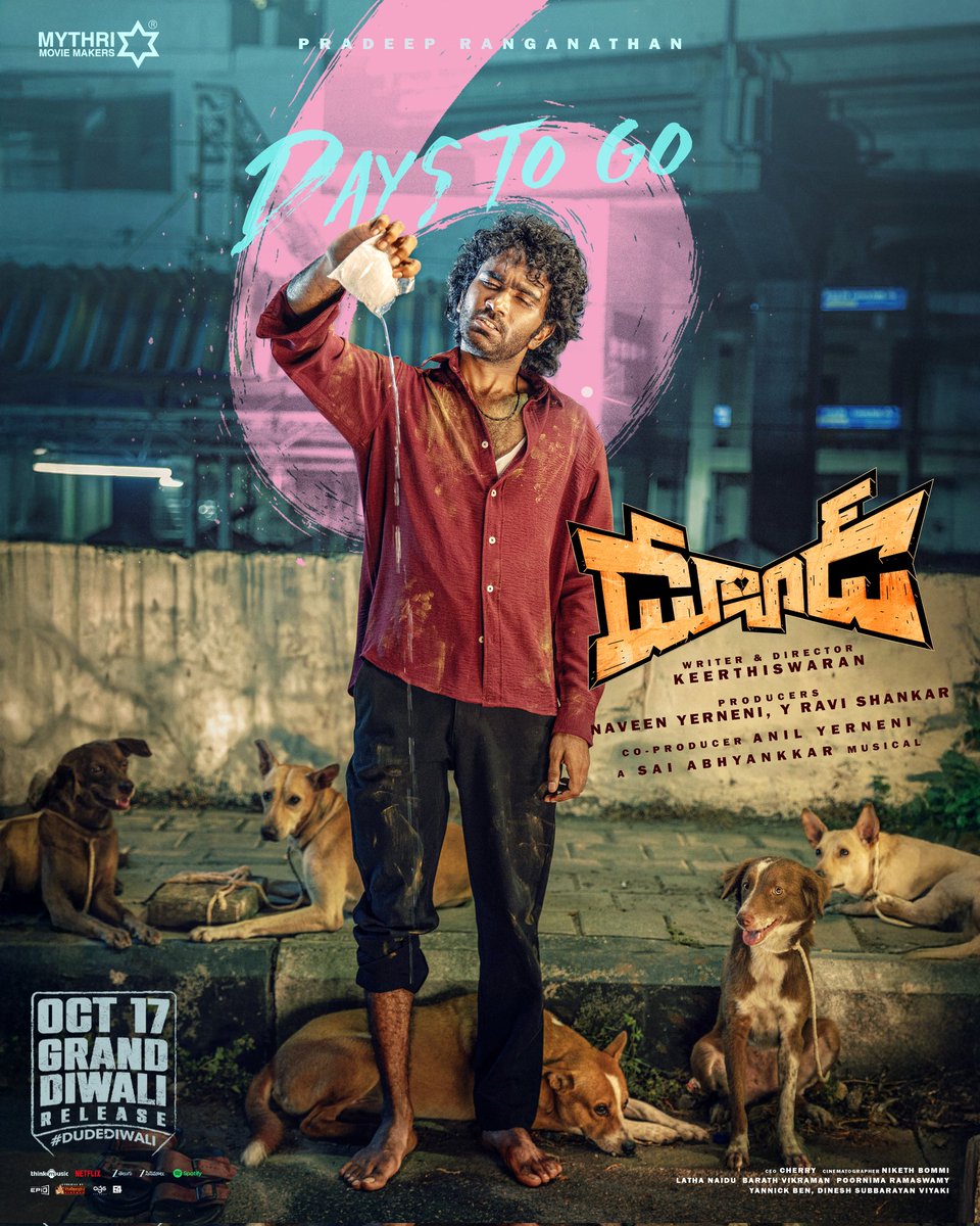 realsarathkumar's tweet image. Our DUDE arrives in 6 DAYS - get ready for a festive blast ❤️‍🔥🔥

Get ready to celebrate DUDE DIWALI with your family at the cinemas 🎆

#Dude Grand Festive Release on October 17th in Tamil &amp;amp; Telugu ✨

ICYM the DUDE&apos;S TOP GEAR - #DudeTrailer ❤‍🔥
▶️ bit.ly/DUDETrailer…
