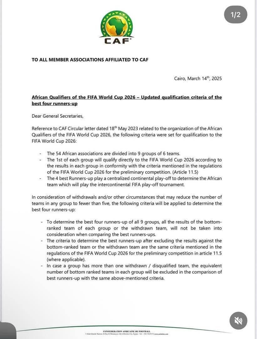 Please if I'm Wrong don't beat me

So what i understand from this CAF LETTER is that, any team that finishes in second position, in each of the nine groups will have the total number of points they got against the bottom placed team in the group deducted from their overall points