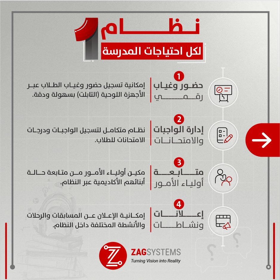 ZagSystems's tweet photo. 🏫 إدارة المدارس مش بس درجات وحضور، دي منظومة كاملة لازم تكون ذكية ومنظمة.
وهنا بيظهر دور نظام ERP للمدارس من ZAGSYSTEMS 🏹

من خلاله تقدر تدير كل تفاصيل العملية التعليمية من مكان واحد:
- بيانات الطلاب والمعلمين
- الجداول والمواد
- الحضور والانصراف
- الحسابات والتقارير https://t.co/SJL0S53PtM