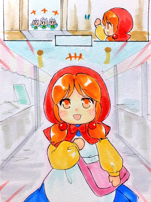 【チトセと魔法薬と…】①〜④

エミルのお見舞いの後、街に寄ったチトセ👧🎶
お店を見てまわっている途中、落とし物の帽子を拾います🎩
#イラスト
#イラスト好きな人と繋がりたい 
#オリキャラ
#一次創作 
#四コマ 