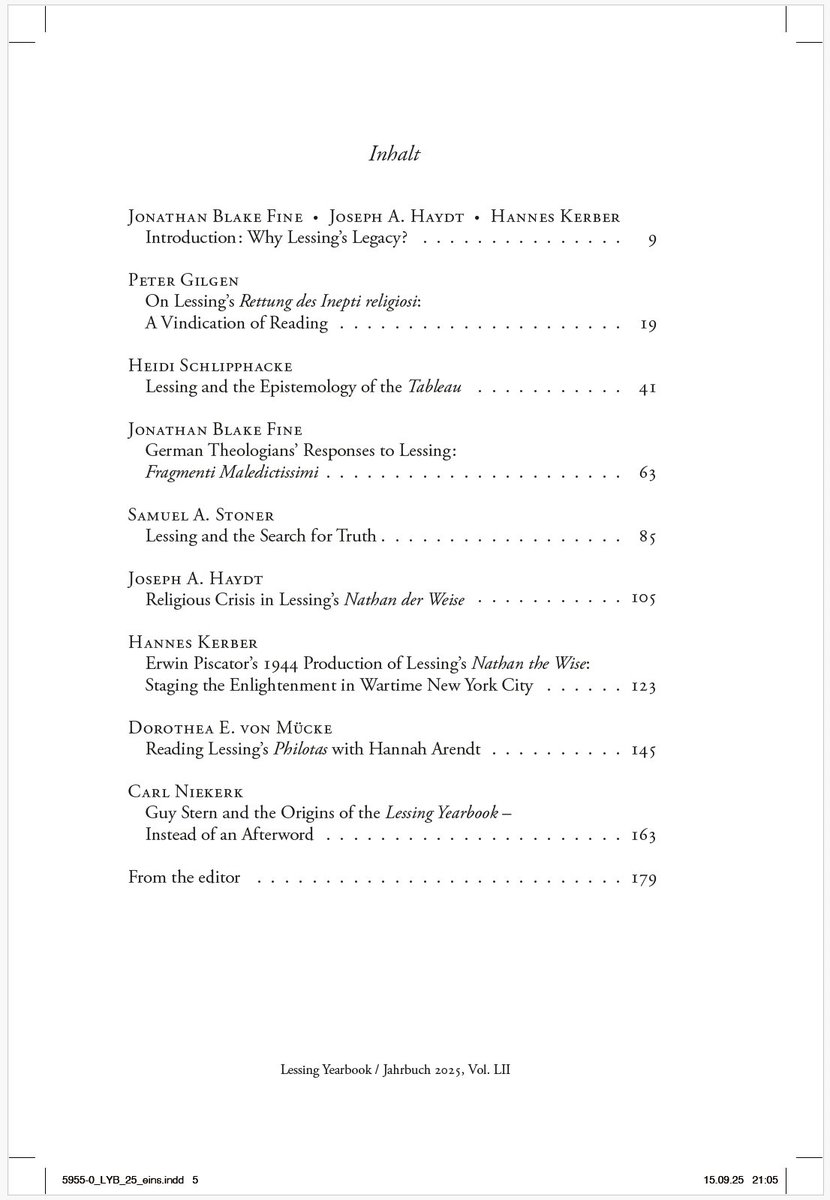 HannesKerber's tweet image. Just finished proofreading the special issue of the Lessing Yearbook. I couldn't be more excited that Lessing's Legacy, which I co-edited with Jon Fine and Joe Haydt, is going to the printer now! It’ll be out in December.
wallstein-verlag.de/9783835359550-…