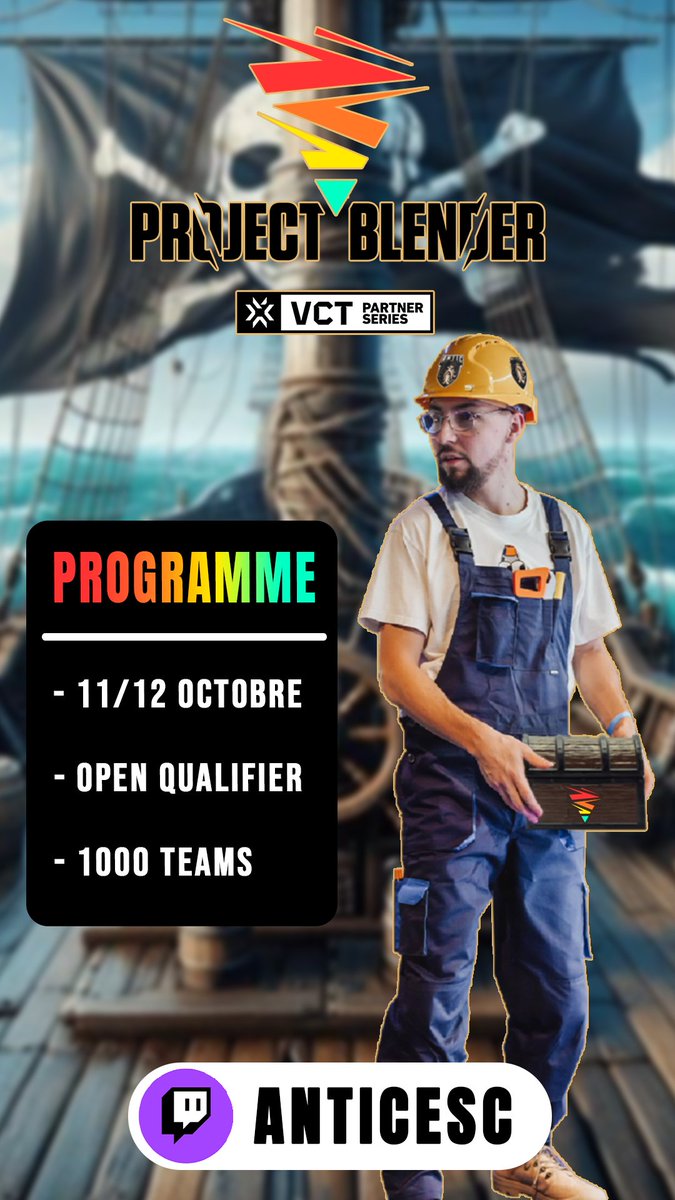 PLOT 🔴🎙 (@hugoleplot) on Twitter photo 🚨 ALERTE CAST 🚨
<a href="/ProjectBlender_/">PROJECT BLENDER</a> OPEN QUALIFIER 🏴☠️
1ER MATCH :
<a href="/AnticeSport/">Antic ESC</a> ⚡️ <a href="/FraggingFriends/">FRG - Fragging Friends</a>
RDV 13h 🕐
🟣 ANTICESC 🚨 ALERTE CAST 🚨
<a href="/ProjectBlender_/">PROJECT BLENDER</a> OPEN QUALIFIER 🏴☠️
1ER MATCH :
<a href="/AnticeSport/">Antic ESC</a> ⚡️ <a href="/FraggingFriends/">FRG - Fragging Friends</a>
RDV 13h 🕐
🟣 ANTICESC