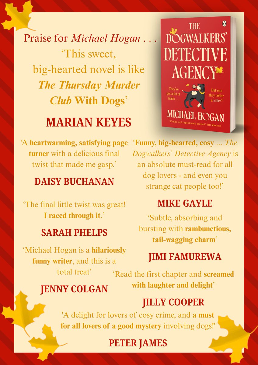 michaelhogan's tweet photo. It's #BookshopDay! What better way to celebrate than by buying my new debut novel, #thedogwalkersdetectiveagency? Here's some of the nice things that clever people have said about it https://t.co/ylUJcFTR05 #cosycrime #firsttimeauthor #michaelhoganauthor #crimefiction https://t.co/tpvHSReN4S