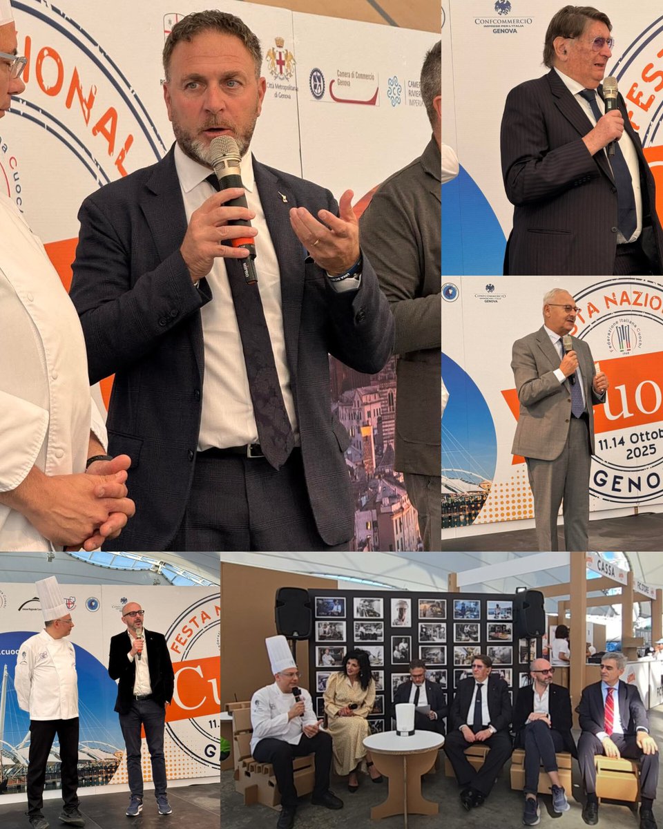 CCIAARIVLIG's tweet photo. Saluto delle alla manifestazione Festa nazionale cuochi Genova #UnioneRegionaleCuochiLiguria #FIC #PassioneCulinaria #CucinaItaliana #federcuochi #OrgoglioLiguria #TradizioneCulinaria
Nel salotto social @RCantamessa 
#galfishliguria #cciaarivlig #enricolupi https://t.co/c5n8q4kOmK