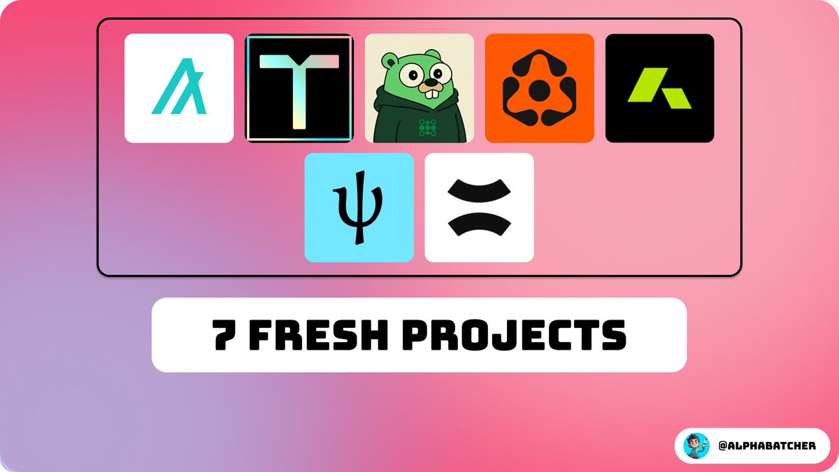 alphabatcher's tweet image. 7 Fresh Projects to Farm 🪂
​
Don’t miss out🧵👇
​
✤ @PsyProtocol ($9M)
​
Guide: x.com/atoms_res/stat…
​
✤ @AlgoFoundation ($126M)
​
Guide: x.com/alphabatcher/s…
​
✤ @Talus_Labs ($10M)
​
Guide: x.com/FareaNFts/stat…
​
✤ @gopher_ai ($17M)
​
Guide: x.com/atoms_res/stat……