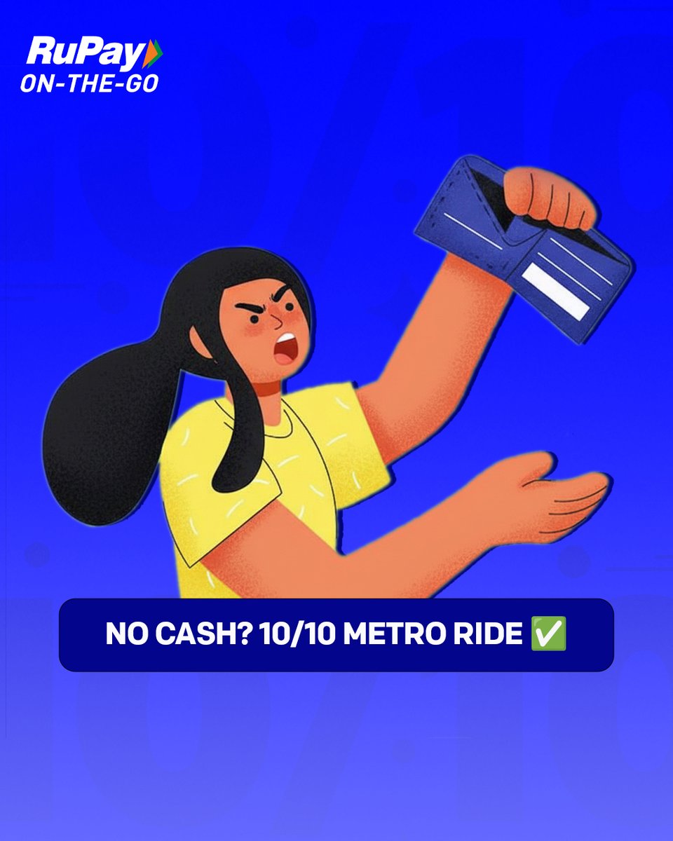 RuPay_npci's tweet image. 10/10 travel. 10/10 vibes. 10/10 convenience. ✅
No internet, no cash, no queues — no stress. With RuPay OTG, every commute feels like a perfect 10.
#Transit #Metro #Bus #Travel #TransitCard