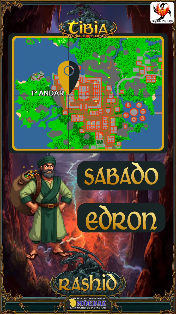 BladePhoenix12's tweet photo. Salve Salve Pessoal. 
Tudo bem com vocês? 

vamos de criatura, boss do dia e a localização do rashid  

Nos segue lá no instagram: https://t.co/hoSinXk0bz

Fiquem com Deus e t+  

#bestiary #tibia #hunt #knight #profit #moedaz #lvl #lvlup #moedaz #tibiablackjack #profit #skills https://t.co/0MhD4wjSjj