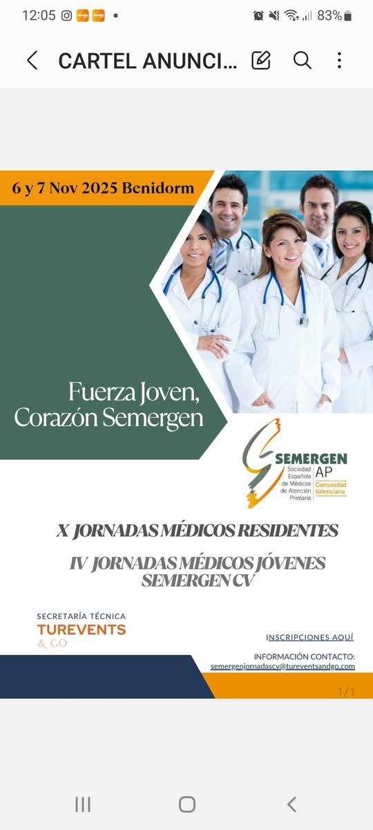 Inma_Cervera's tweet image. Hoy cerramos #SEMERGEN25 pero esto no termina. 
Desde @SEMERGEN_CV os invitamos a:
✅️ X Jornadas de Médicos Residentes el 6-7 de Noviembre en Benidorm 
✅️ XXVI Congreso de Semergen CV en Gandía el 25-26 de marzo 2026