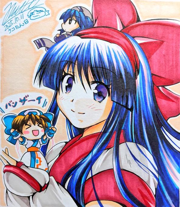 ナコルル誕生日色紙2025、完成しました。 赤ナコにリムルルとレラも付けました。 ちょっとわかりにくいですが、裏は黄ナコですwww 改めまして、ナコルルお誕生日おめでとうございます。 #ナコルル #ナコルル誕生祭2025