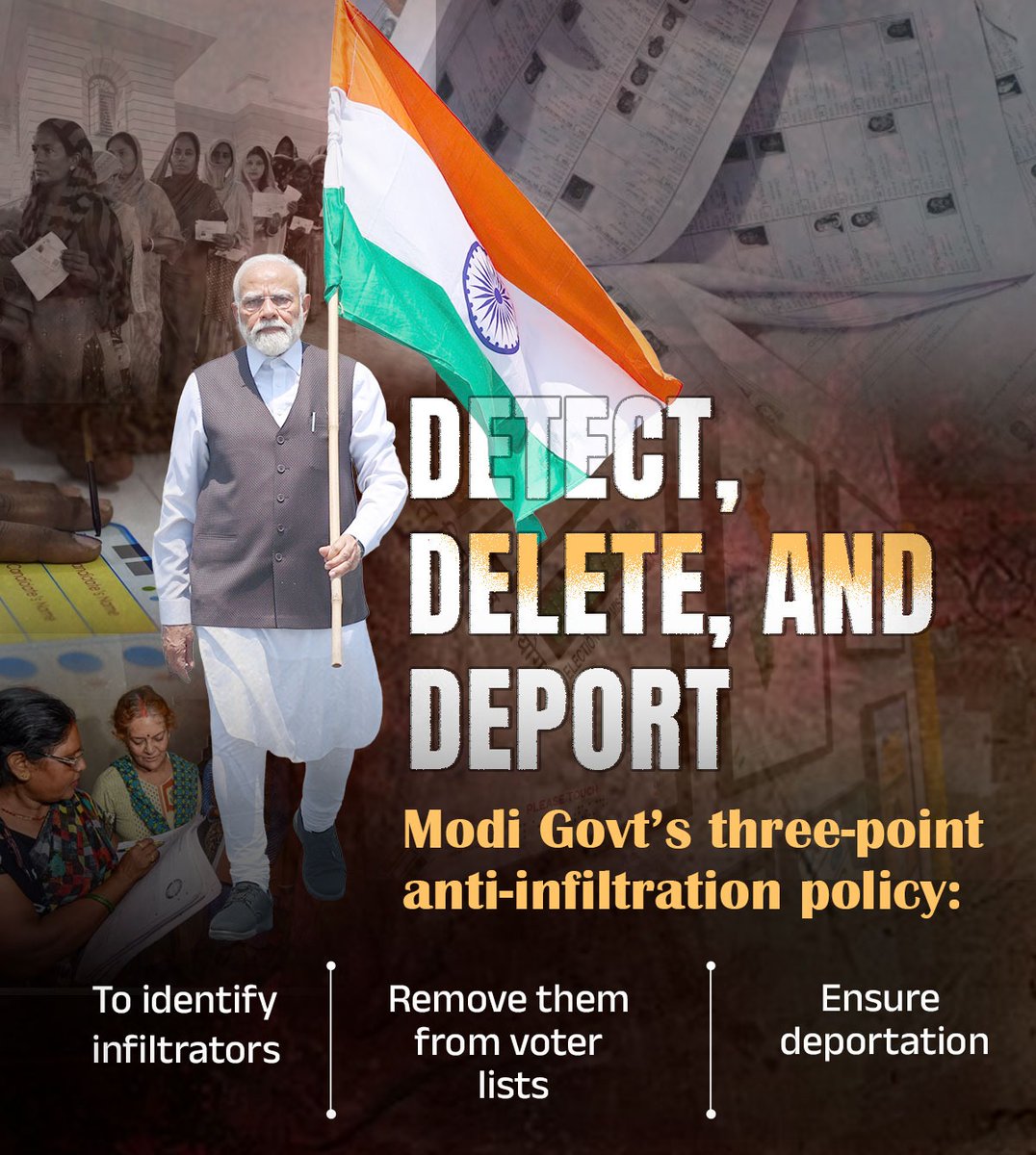 p_pavanraj's tweet image. India is a Nation, not a shelter for infiltrators.”
When the world builds walls, India builds willpower.

With the 3D Plan - Detect. Delete. Deport.

Modi Govt is securing Bharat’s borders and honour. 

#InfiltratorFreeBharat #ModiHaiToMumkinHai