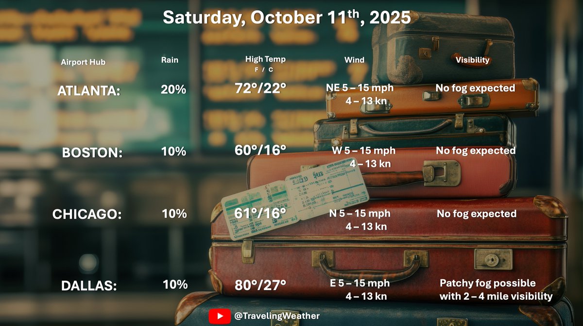 JamesVanFleet's tweet image. On a plane or about to be? Here is your #travel #weather #forecast for the #US #Airport Hubs for #Saturday. #Phoenix will continue to have strong #thunderstorms, and severe weather with #flashflooding. This risk will last through late #Monday/early #Tuesday. Full briefing for…