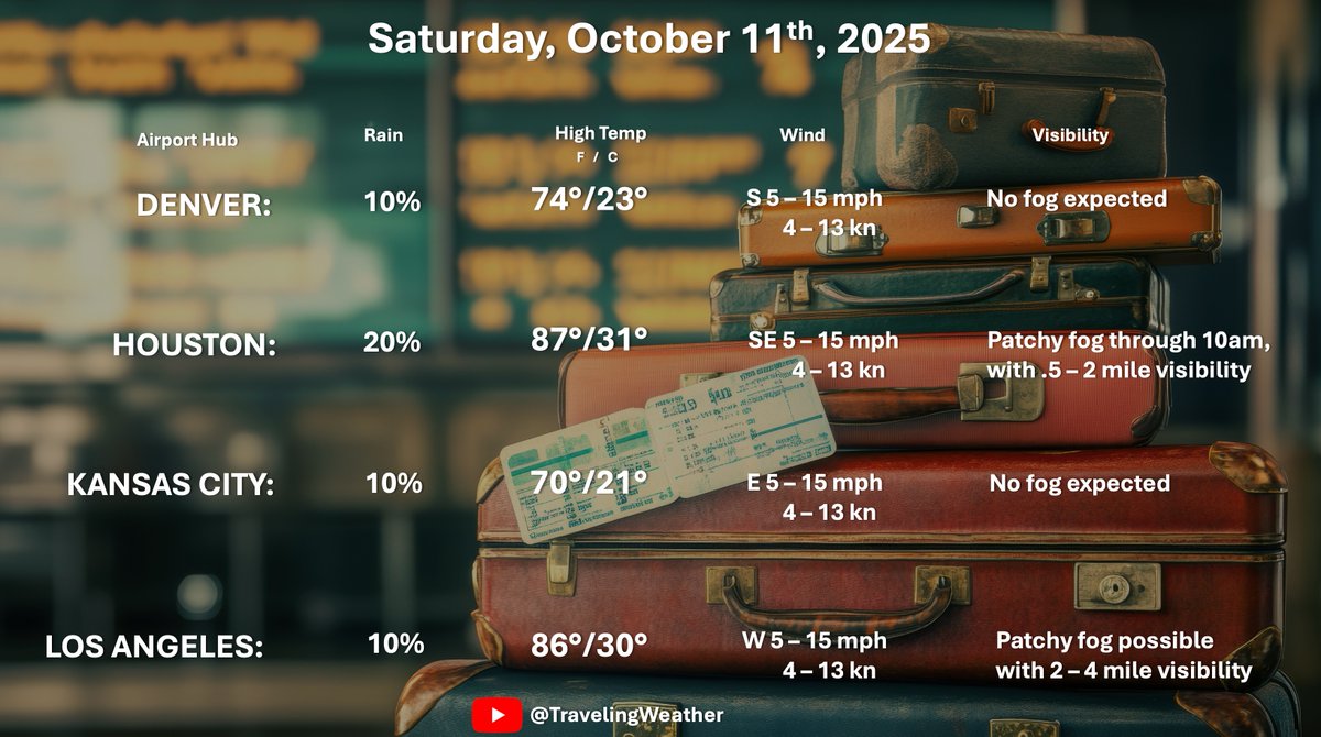 JamesVanFleet's tweet image. On a plane or about to be? Here is your #travel #weather #forecast for the #US #Airport Hubs for #Saturday. #Phoenix will continue to have strong #thunderstorms, and severe weather with #flashflooding. This risk will last through late #Monday/early #Tuesday. Full briefing for…