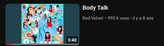 Irenefrance_'s tweet image. Il reste moins de 5k vues avant que &apos;Body Talk&apos; n&apos;atteigne les 1M de vues sur youtube!

youtu.be/Oo_NIdBUzMU?si…

#IRENE #아이린 #RedVelvet @RVsmtown