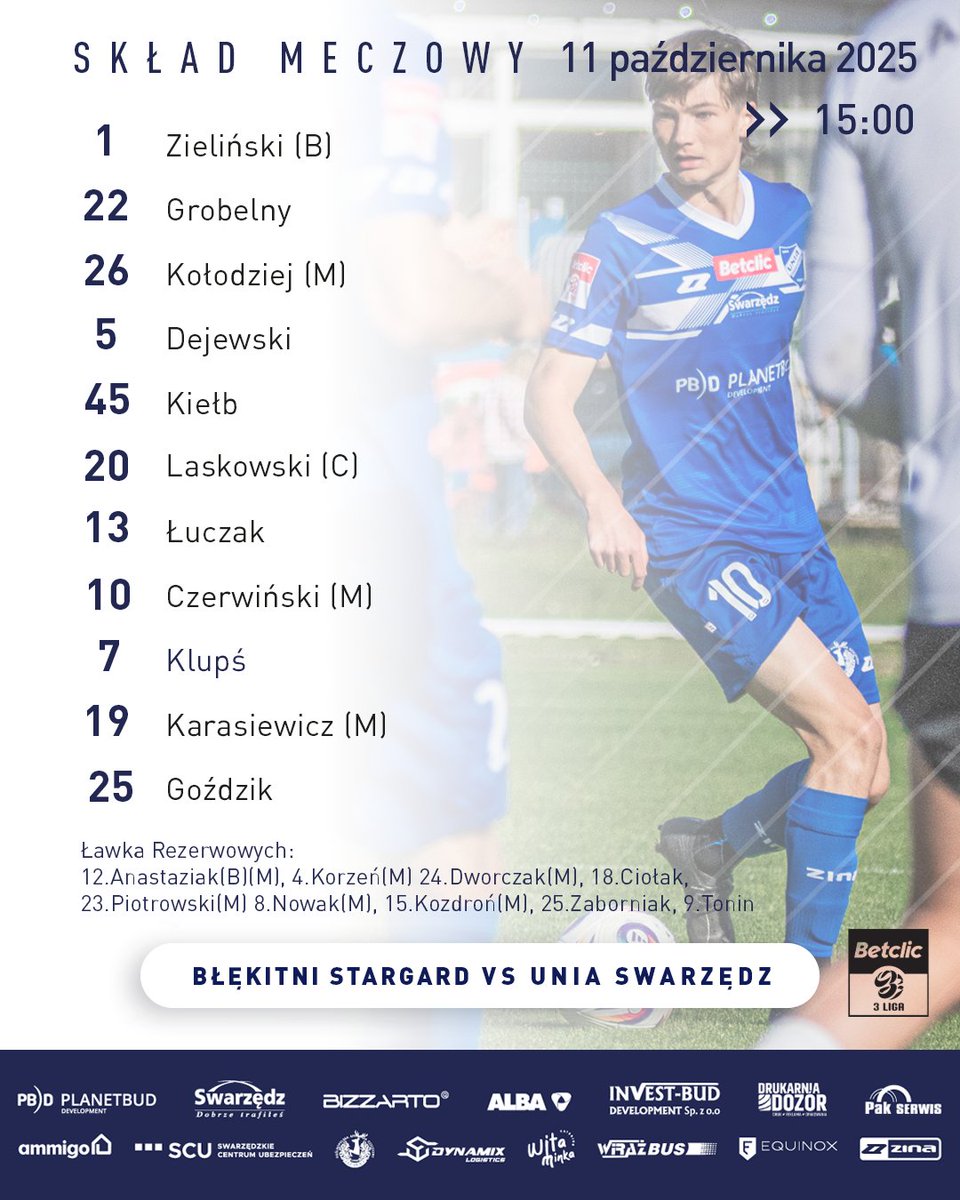 🗒️SKŁAD NA 12. KOLEJKĘ BETCLIC 3 LIGI!