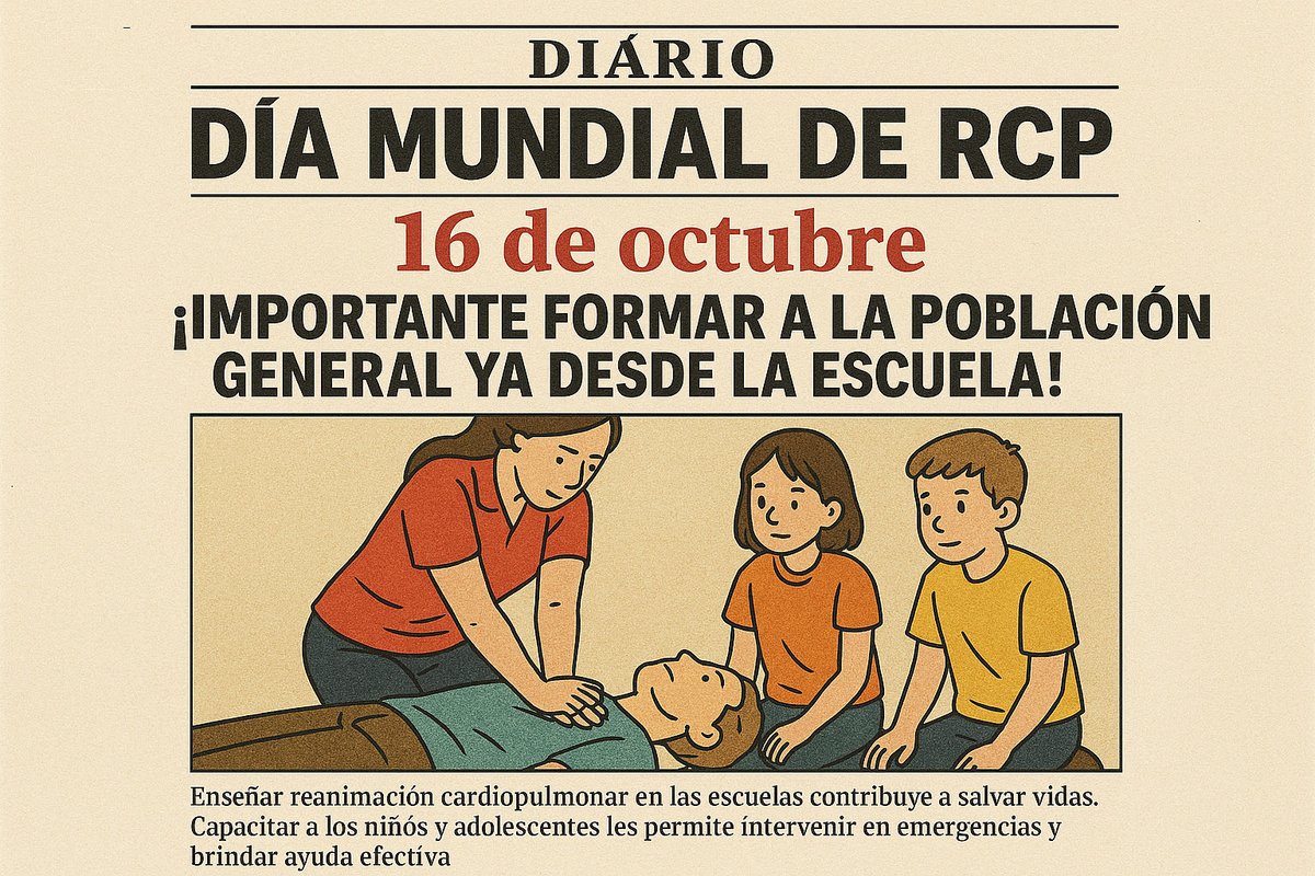 16 de octubre: Día mundial de la RCP ¡Formar desde la escuela salva vidas!
Cada minuto cuenta cuando alguien sufre una parada cardiorrespiratoria. En el #diamundialrcp , el #gtrcpbasica recuerda que enseñar RCP desde la infancia no es opcional: es una inversión en vidas