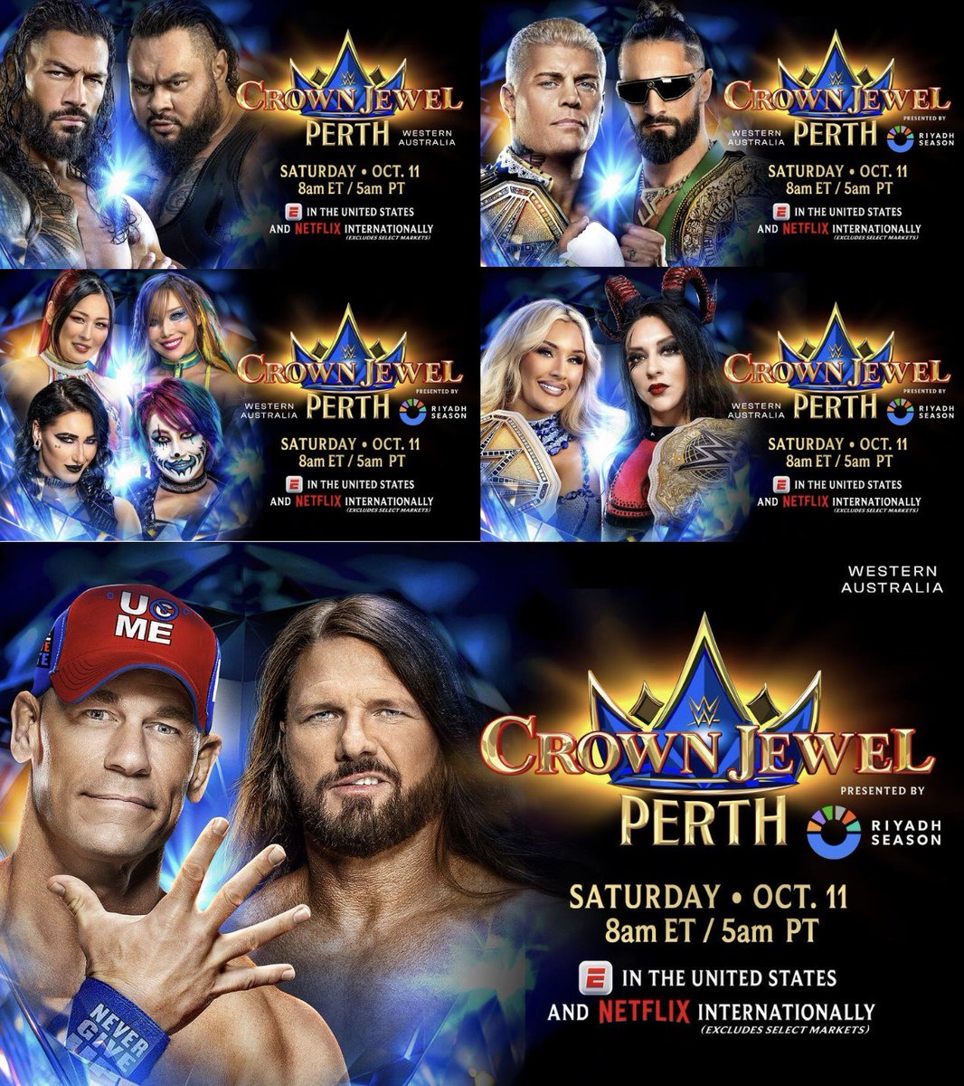 #WWECrownJewel predictions.

- Bronson Reed wins.
- Rhea Ripley and Iyo Sky win.
- John Cena wins.
- Tiffany Stratton is the 2025 Crown Jewel Women’s Champion. 
- Seth Rollins is the 2025 Crown Jewel Men’s Champion. (I can see there being help from The Vision but Seth really