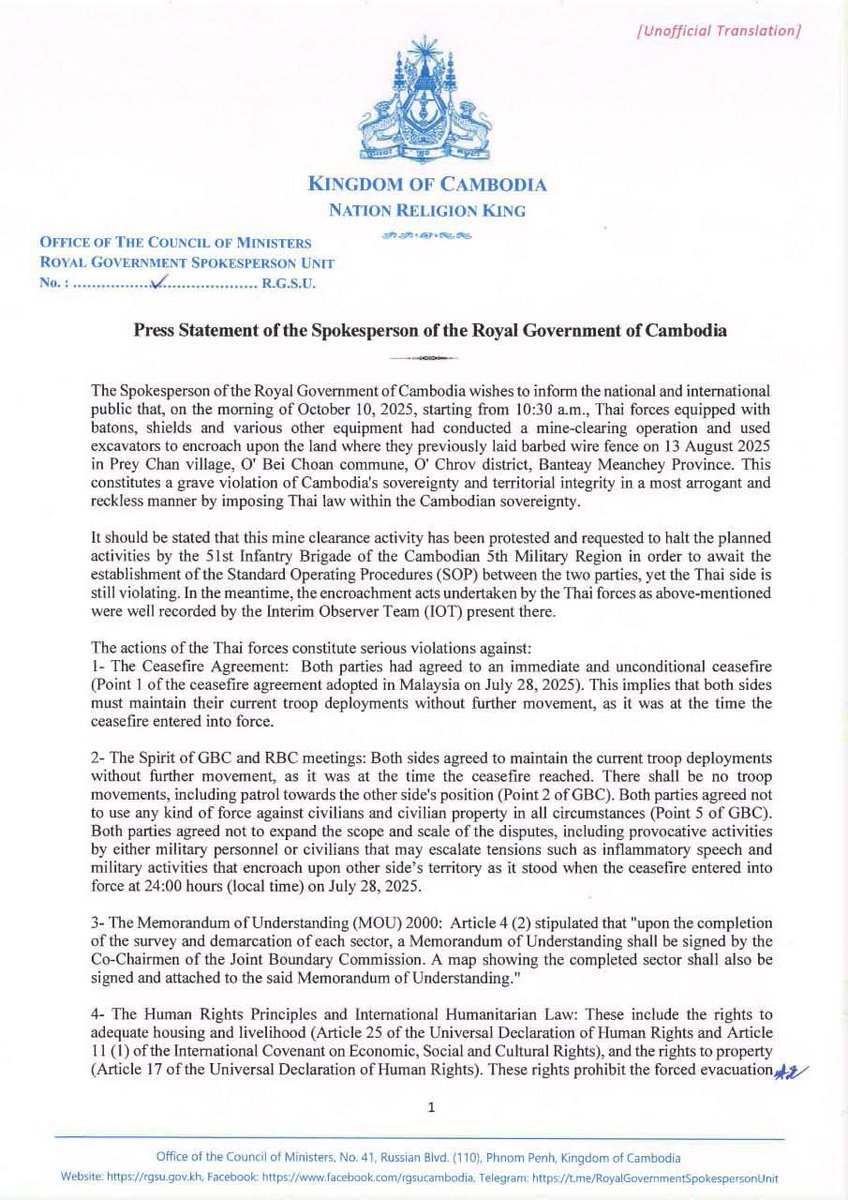 manmath4's tweet image. Thailand is trying to cause war again and again. Their incursion into Cambodia land is totally violation the agreement. We are Cambodian people, we need only peace. We do not want to invade or create conflict with other nations. 
#CambodiaWantsPeace #ThailandWantsWar