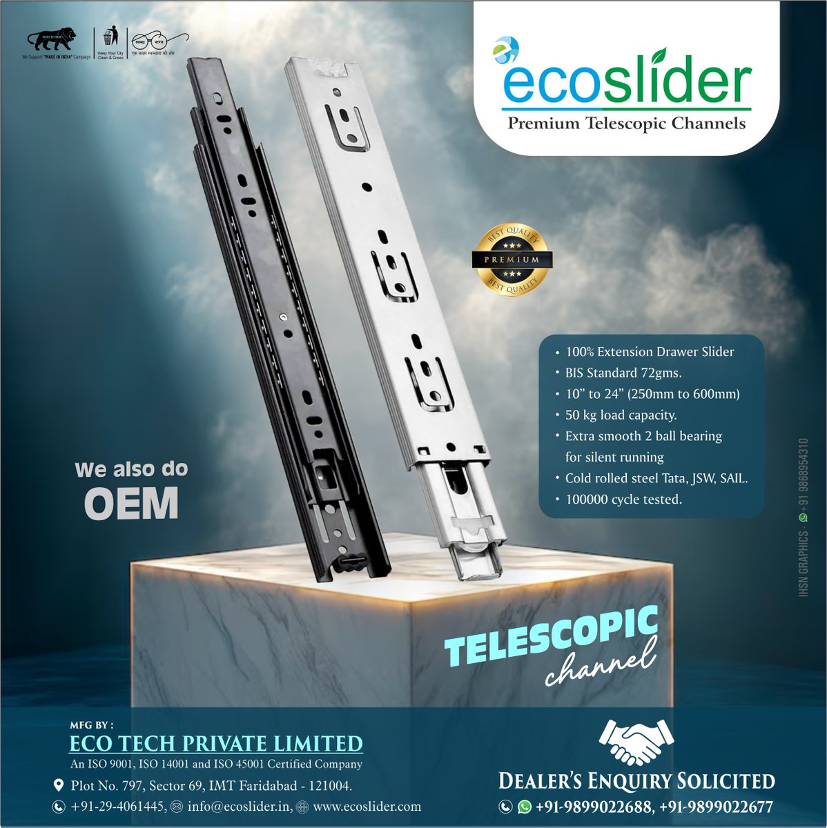 ihsndigital's tweet image. Telescopic Channels.

For Enquiry Via WhatsApp: rebrand.ly/EcoSlider

ECOTECH PVT. LTD.
Mr. Arun Arora :  +91 9899022688
Mr. Ravi Arora:  +91 9899022677

Web:  ecoslider.in
.
.
.
#EcoSlider #Ecotech #TelescopicChannels #DrawerChannels #ihsndigital #delhi #india