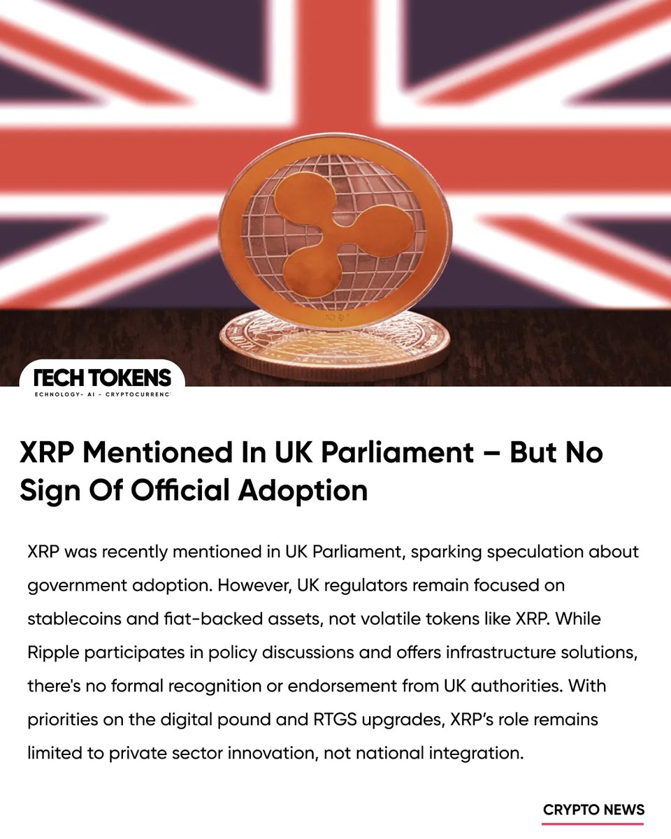 Techtoken_in's tweet image. XRP mention in UK Parliament stirs buzz, but no official adoption in sight.
techtokens.in/xrp-in-uk-parl…
#XRP #Ripple #UKCrypto #CryptoNews #Blockchain